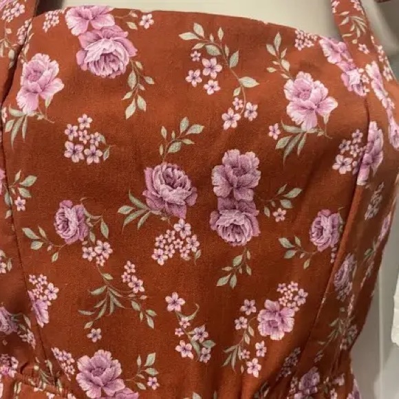 Altered State Rust Pink Floral Tie Should Sundress - Picture 3 of 7